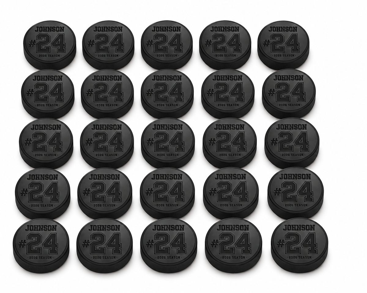 Player Name + Jersey Number Engraved Hockey Puck — Custom