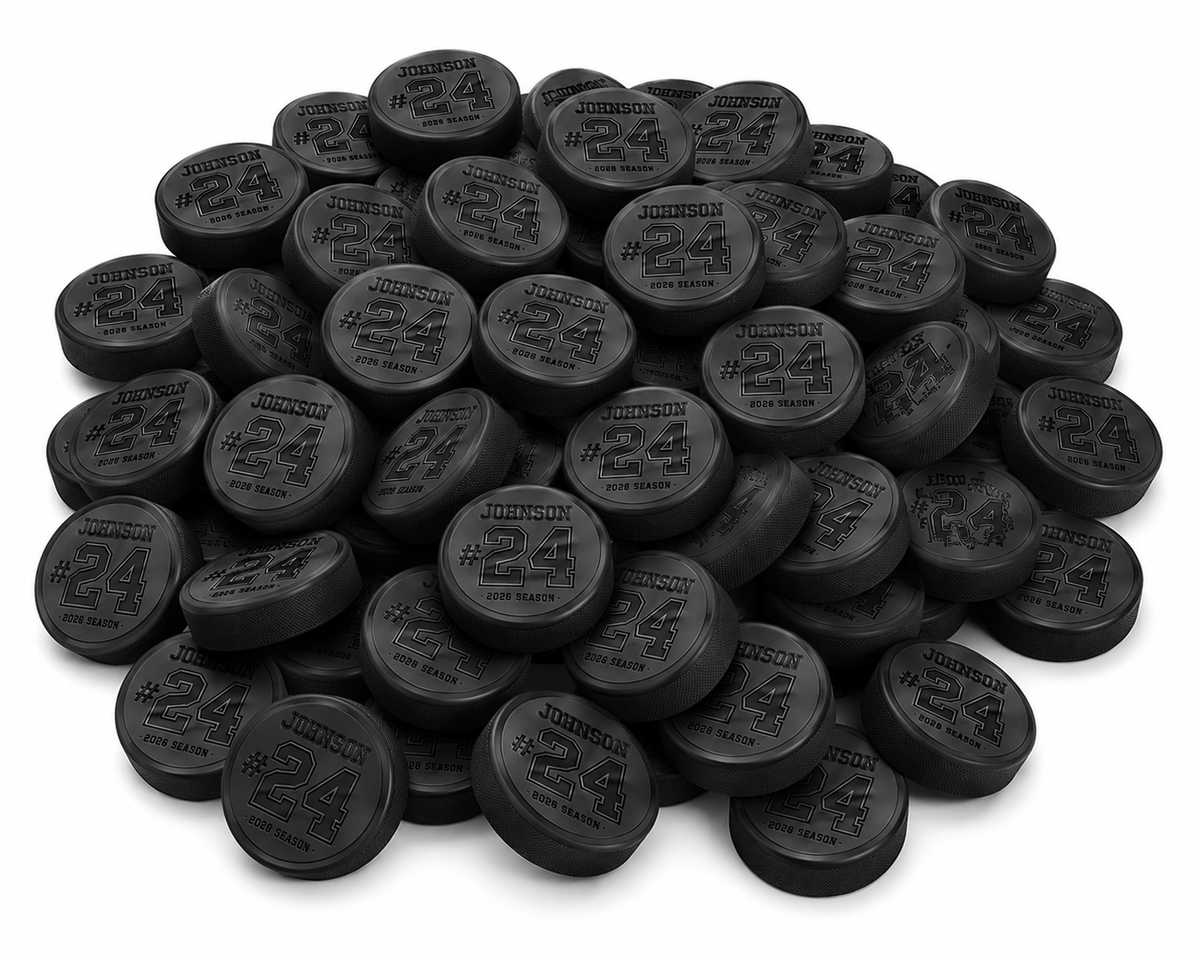 Player Name + Jersey Number Engraved Hockey Puck — Custom