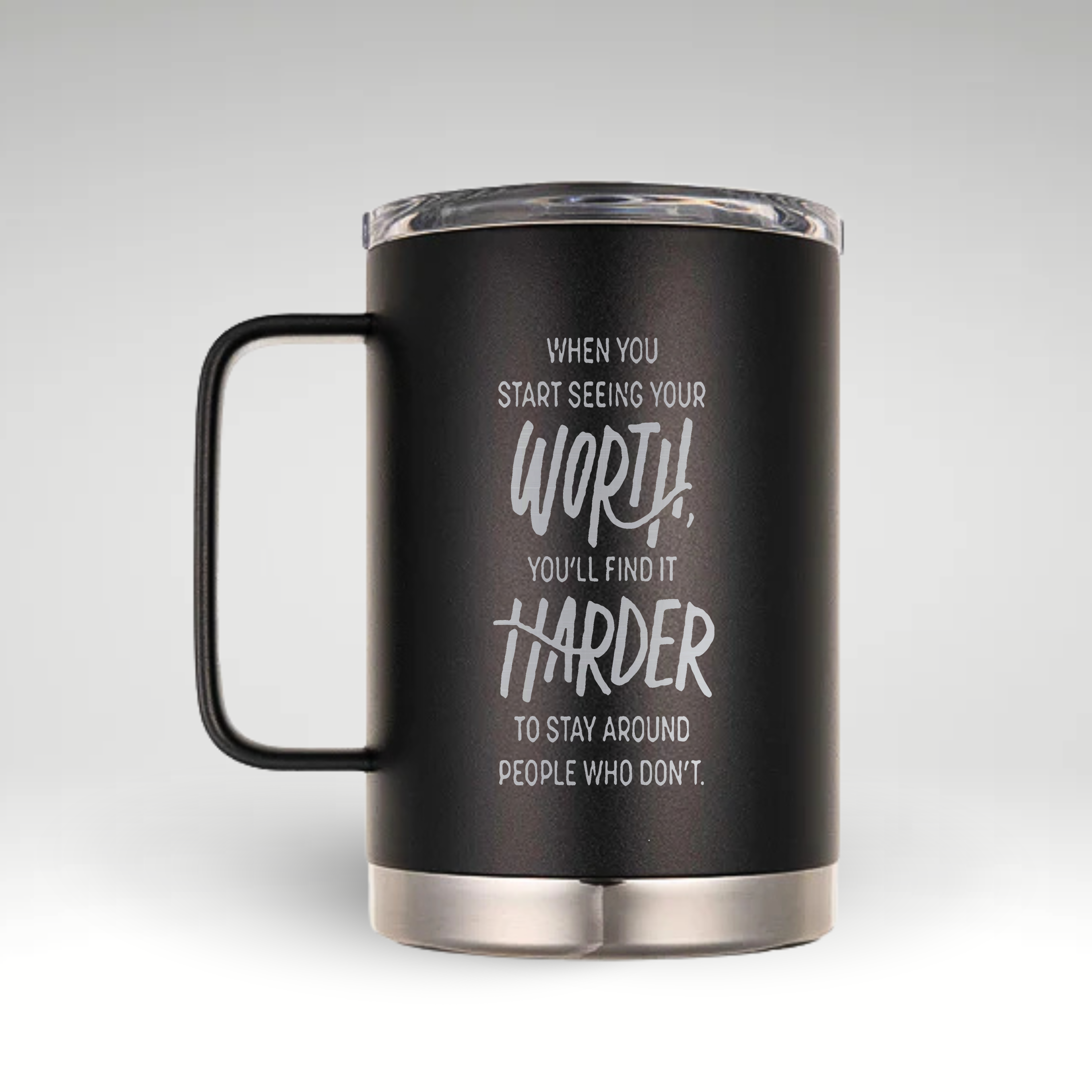 Empowering Self-Worth Insulated Mug Insulated mug with motivational quote about self-worth and relationships. #color_onyx