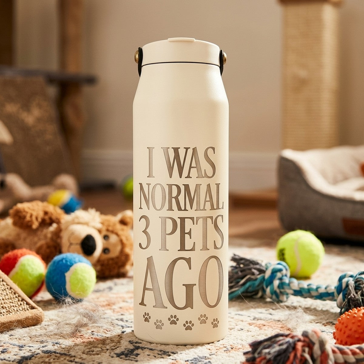 "I Was Normal 3 Pets Ago" Engraved Grouse 34oz Tumbler — Snow