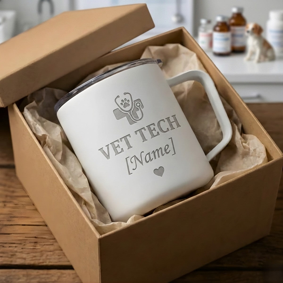 "Vet Tech" Personalized Hudson Ceramic 12oz Mug — Snow