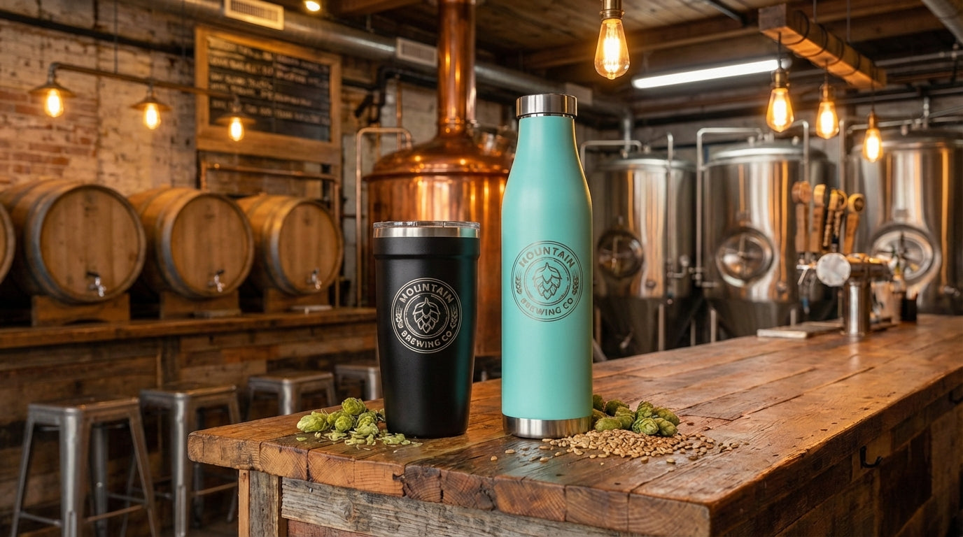 LAMOSE custom drinkware with brewery logo engraving