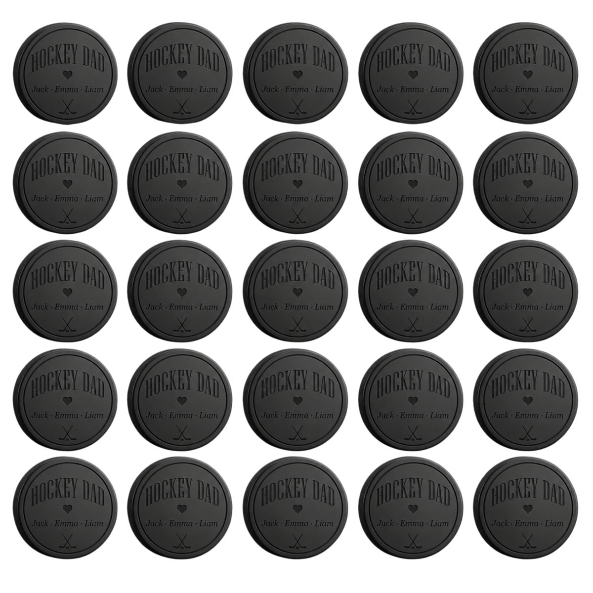 "Hockey Dad" + Kids' Names Engraved Hockey Puck
