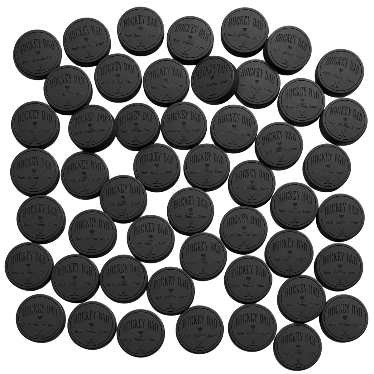 "Hockey Dad" + Kids' Names Engraved Hockey Puck