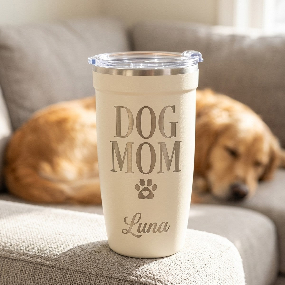 "Dog Mom" Personalized Peyto 16oz Tumbler — Snow
