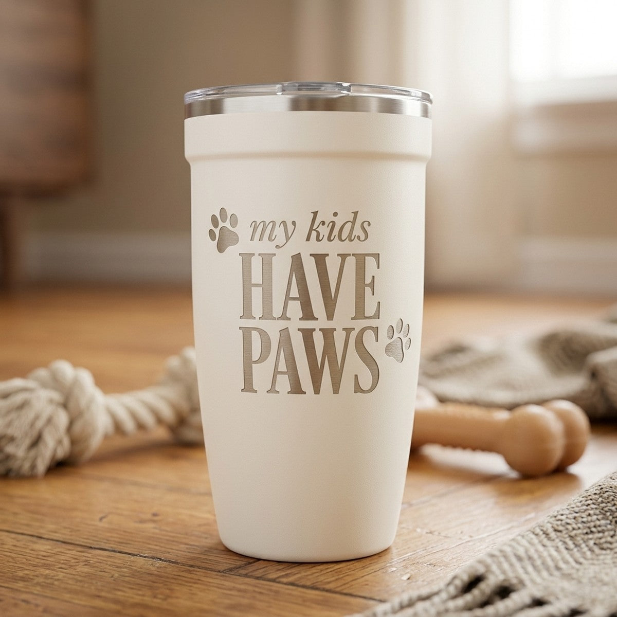 "My Kids Have Paws" Engraved Peyto 16oz Tumbler — Snow