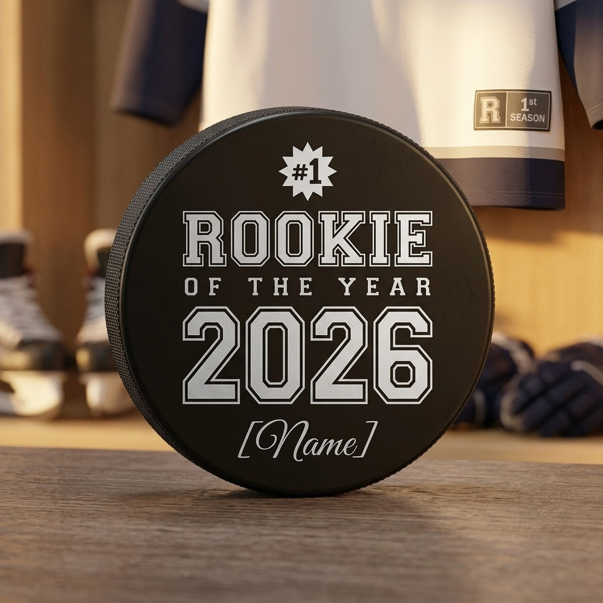 "Rookie of the Year" Engraved Hockey Puck Award