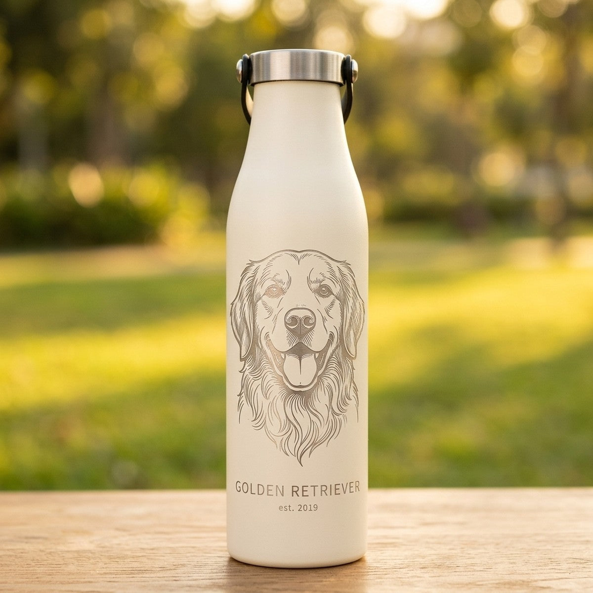 Golden Retriever Line Art Engraved Robson 21oz Bottle — Snow
