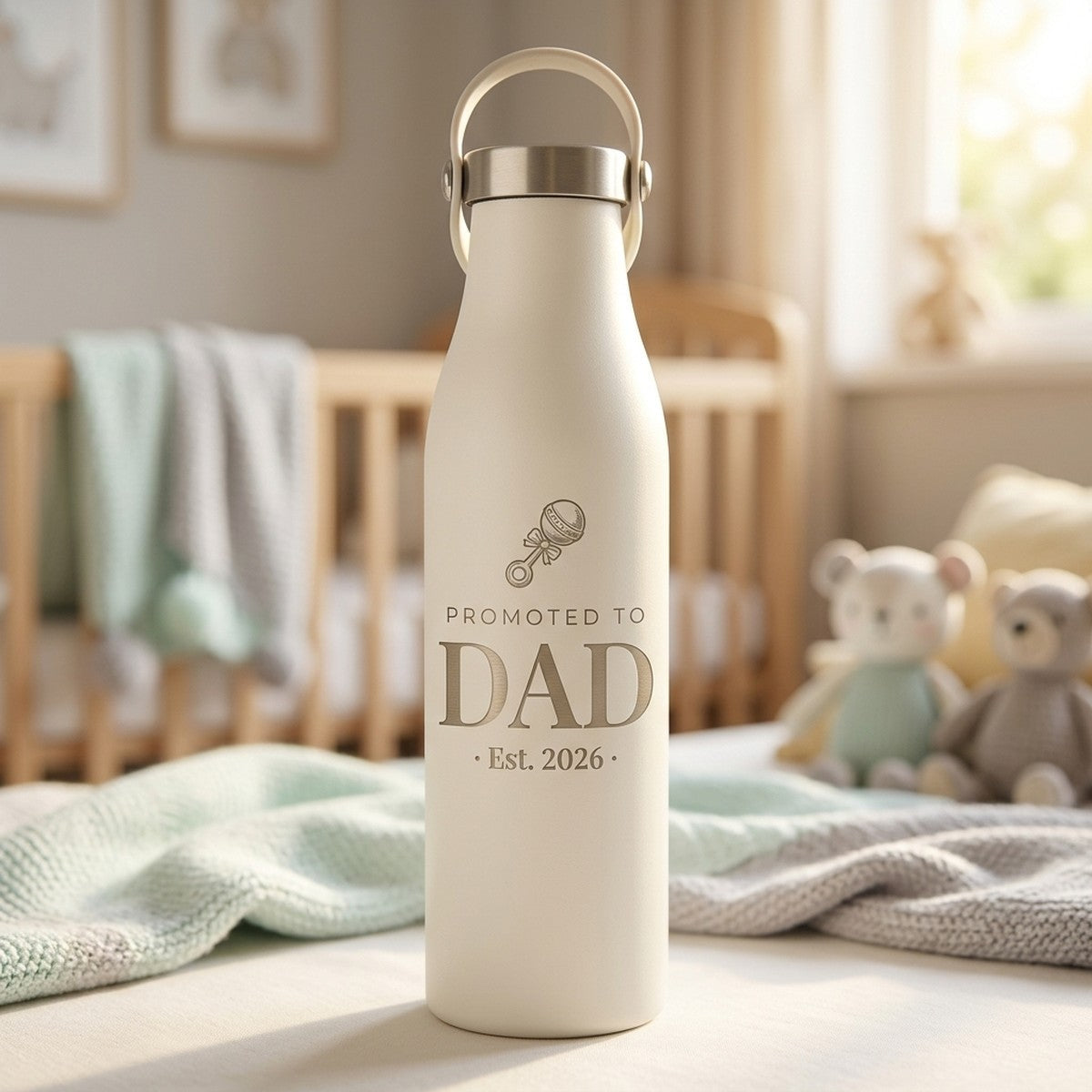 "Promoted to Dad Est. 2026" Engraved Robson 21oz Insulated Bottle — Snow