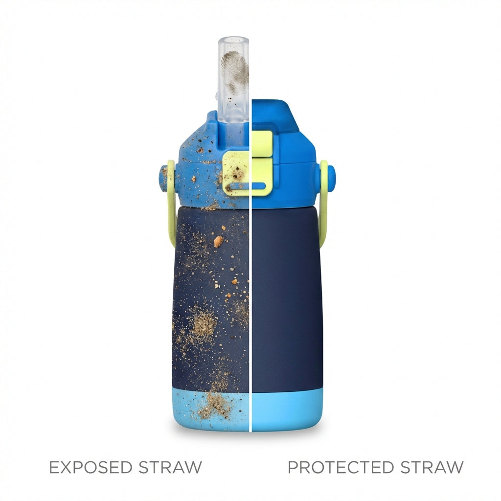 LAMOSE Goose Kids Bottle protected vs exposed straw