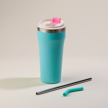 Bow Tumbler Turquoise with splash-proof lid — double-wall vacuum insulated
#color_turquoise