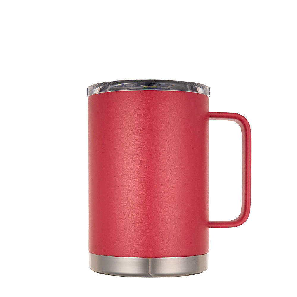 LAMOSE Hudson Pro Max 24 oz insulated mug in matte viva magenta, stainless steel base, right view with clear slider lid.