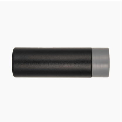 LAMOSE Maligne 1 oz insulated case in onyx black with grey cap, durable stainless steel, textured finish, side view, leakproof.