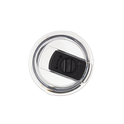 LAMOSE Hudson Pro/Pro Max clear lid, top view. Features black twist-to-lock, leakproof slider mechanism.