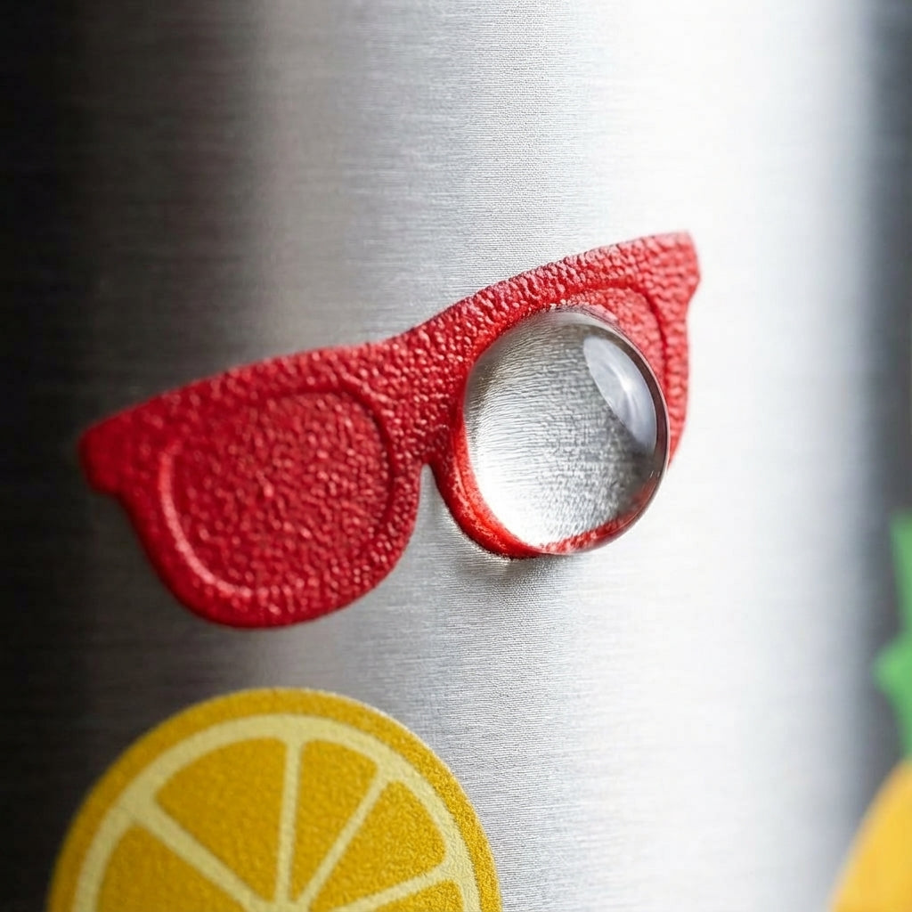 Detail shot - Light yellow LAMOSE Robson 21 oz water bottle featuring a tropical pattern of monstera leaves, pineapples, sunglasses, and seashells with condensation droplets.