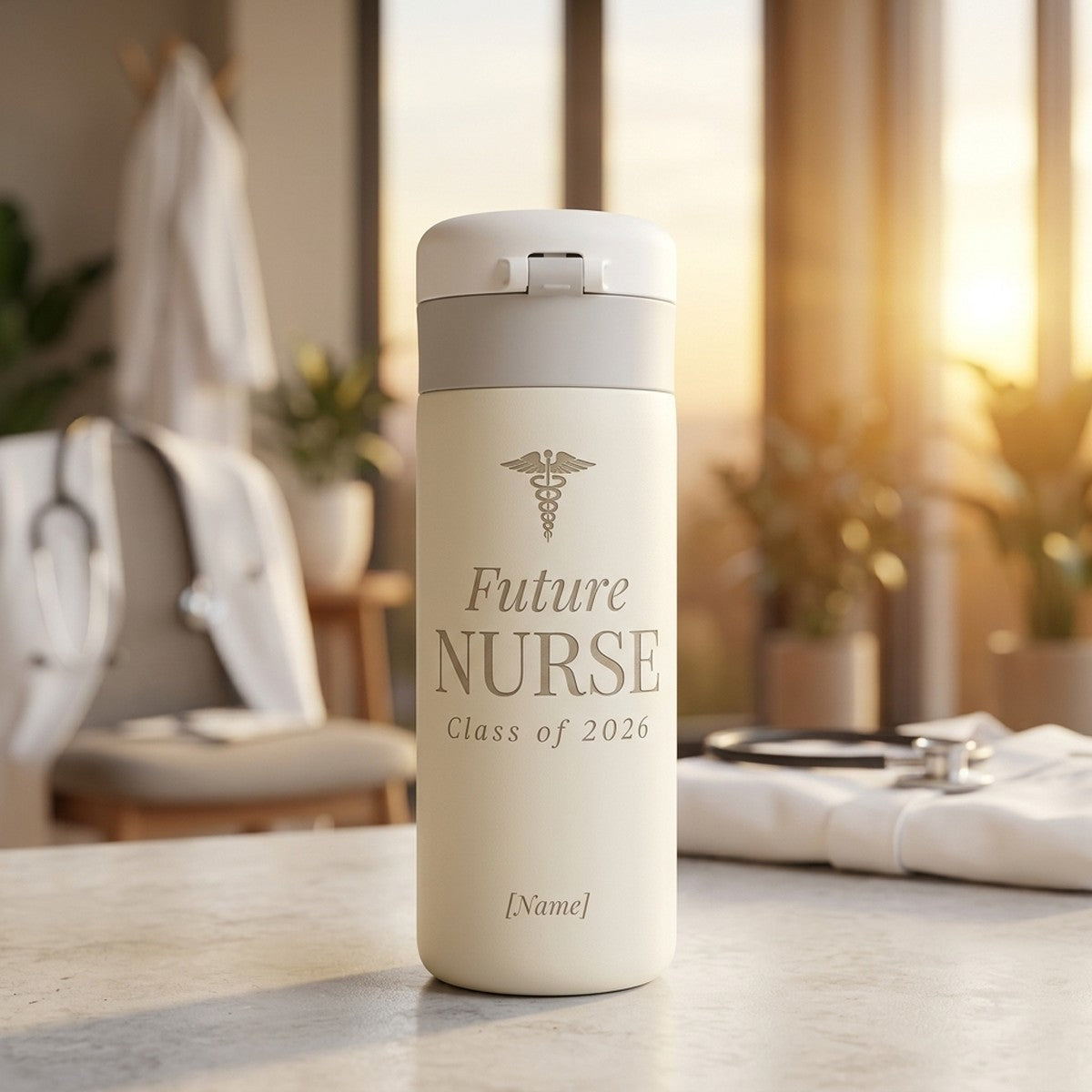 "Future Nurse" Class of 2026 Engraved Emerald 12oz Travel Mug