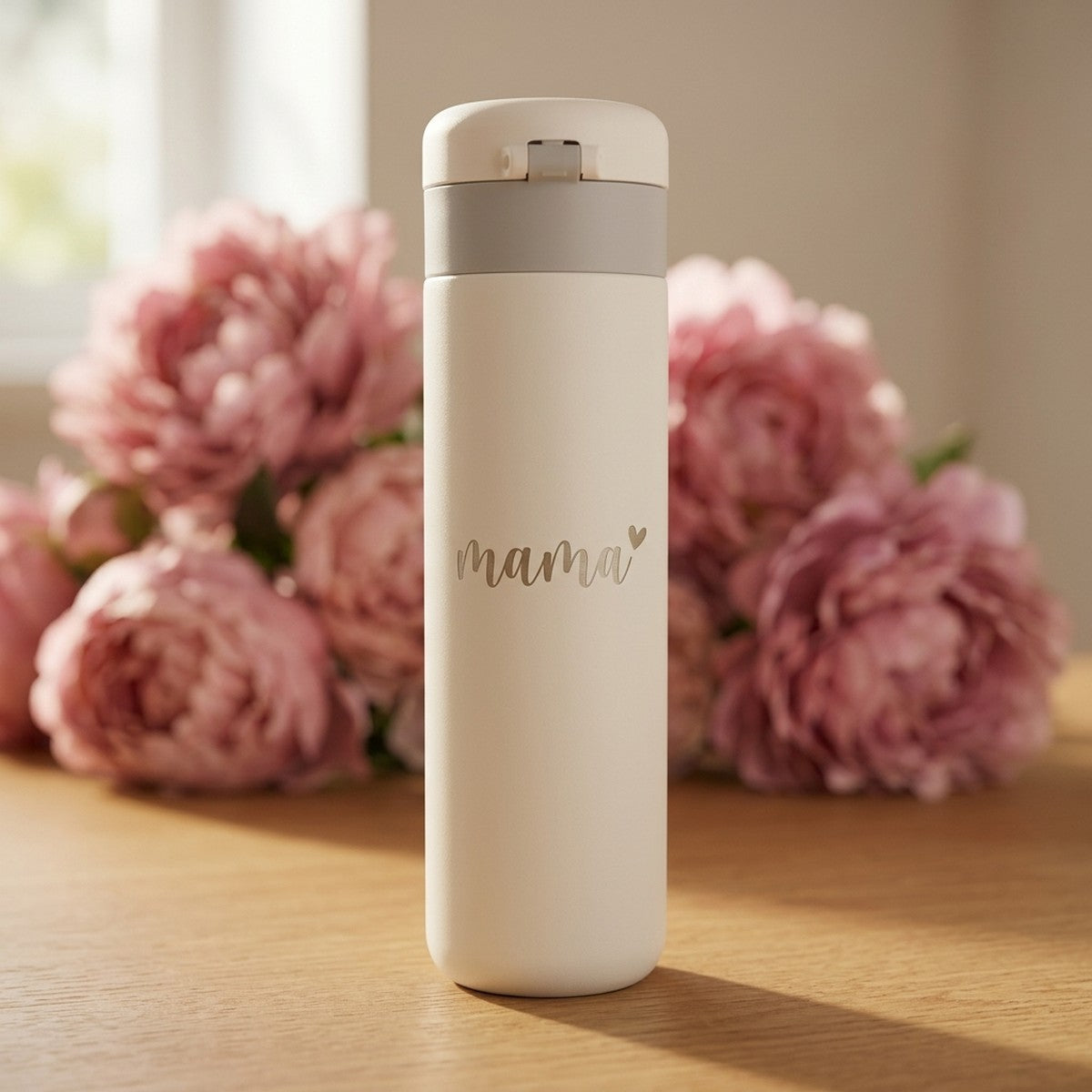 "Mama" Script Engraved Emerald 16oz Insulated Tumbler — Snow — personalized Mother's Day gift engraved in Calgary, Canada