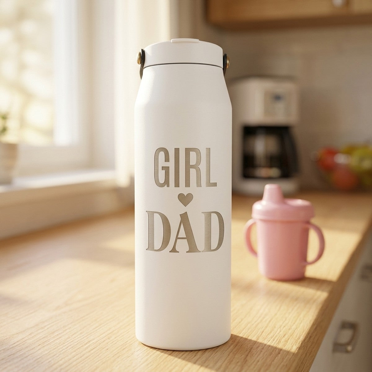 "Girl Dad" Minimalist Engraved Grouse 34oz Tumbler — Snow