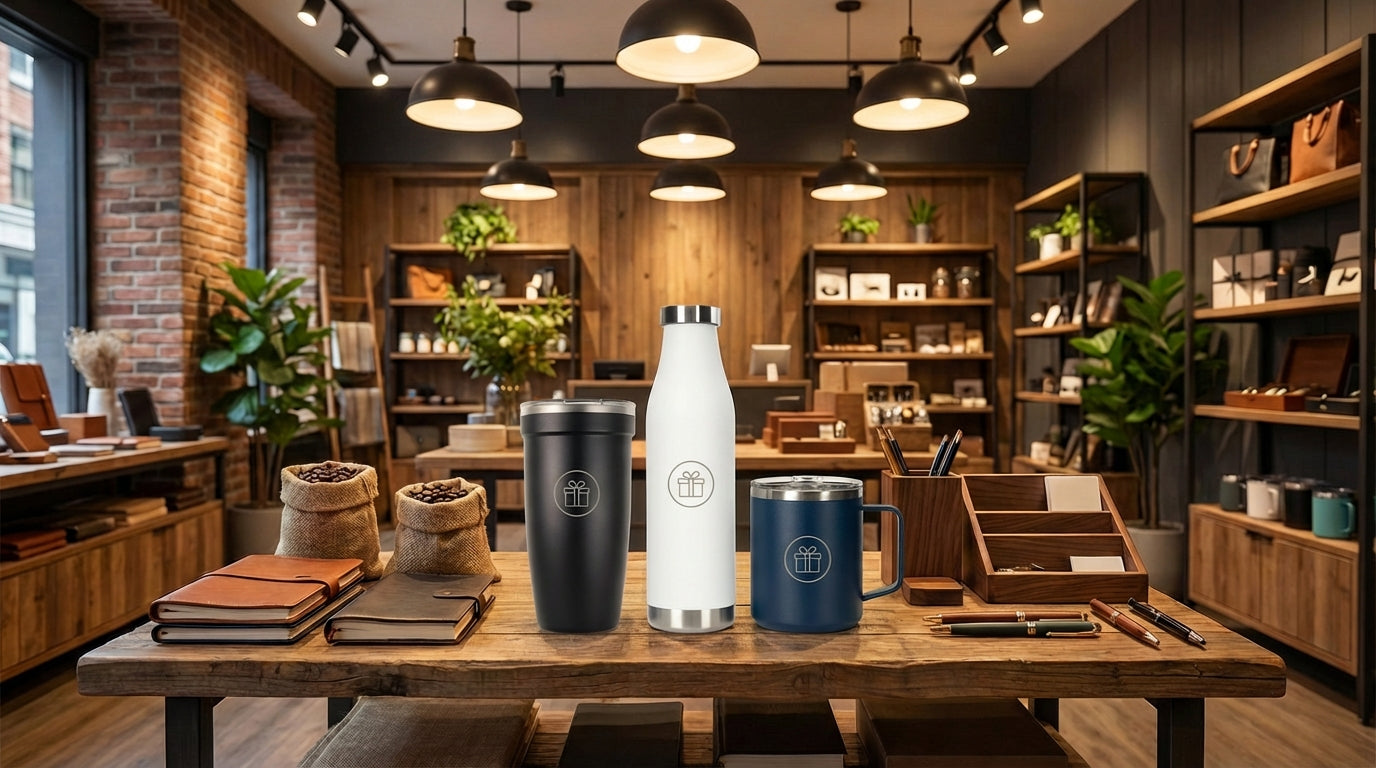 LAMOSE custom tumblers and bottles with gift shop logo engraving