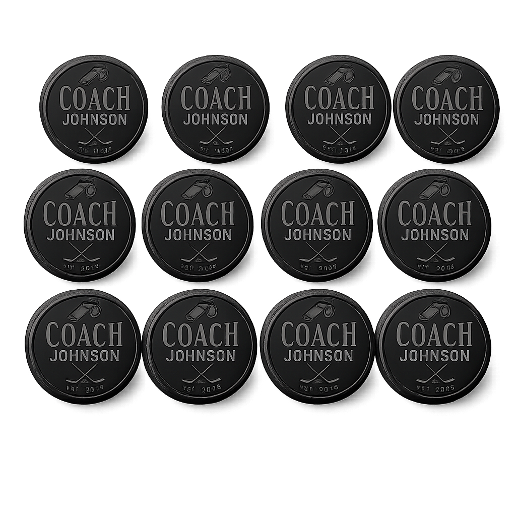 "Coach [Name] Est." Engraved Hockey Puck — Career Milestone