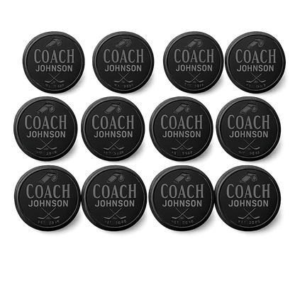 "Coach [Name] Est." Engraved Hockey Puck — Career Milestone