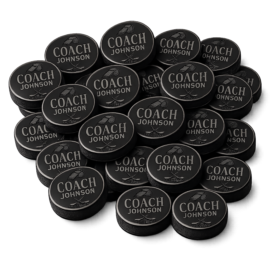"Coach [Name] Est." Engraved Hockey Puck — Career Milestone