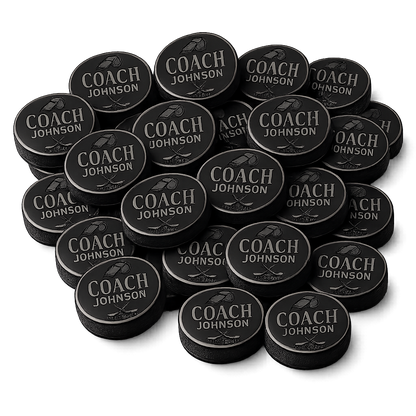 "Coach [Name] Est." Engraved Hockey Puck — Career Milestone