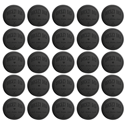 "Hockey Dad" + Kids' Names Engraved Hockey Puck