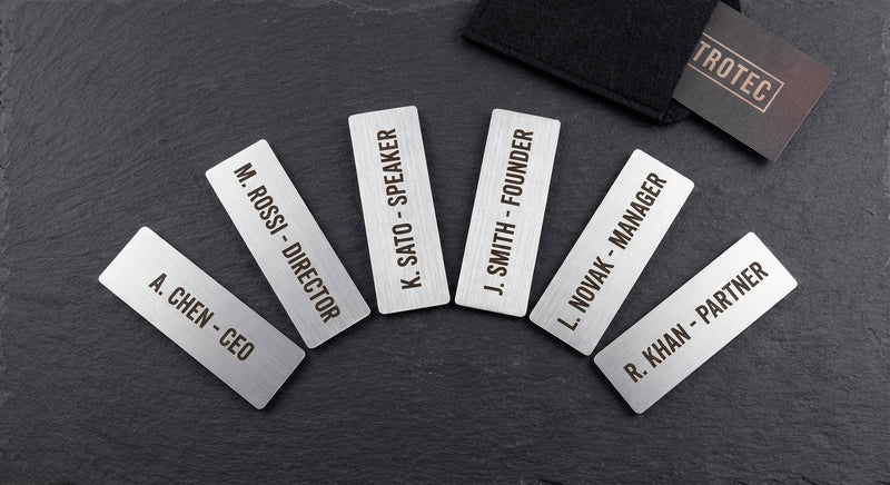 Name tag close-up detail