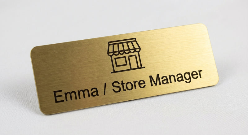 Name tag close-up detail