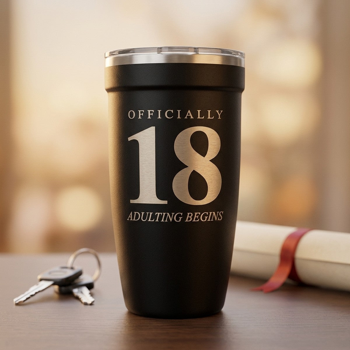"Officially 18 — Adulting Begins" Engraved Peyto 16oz — Onyx
