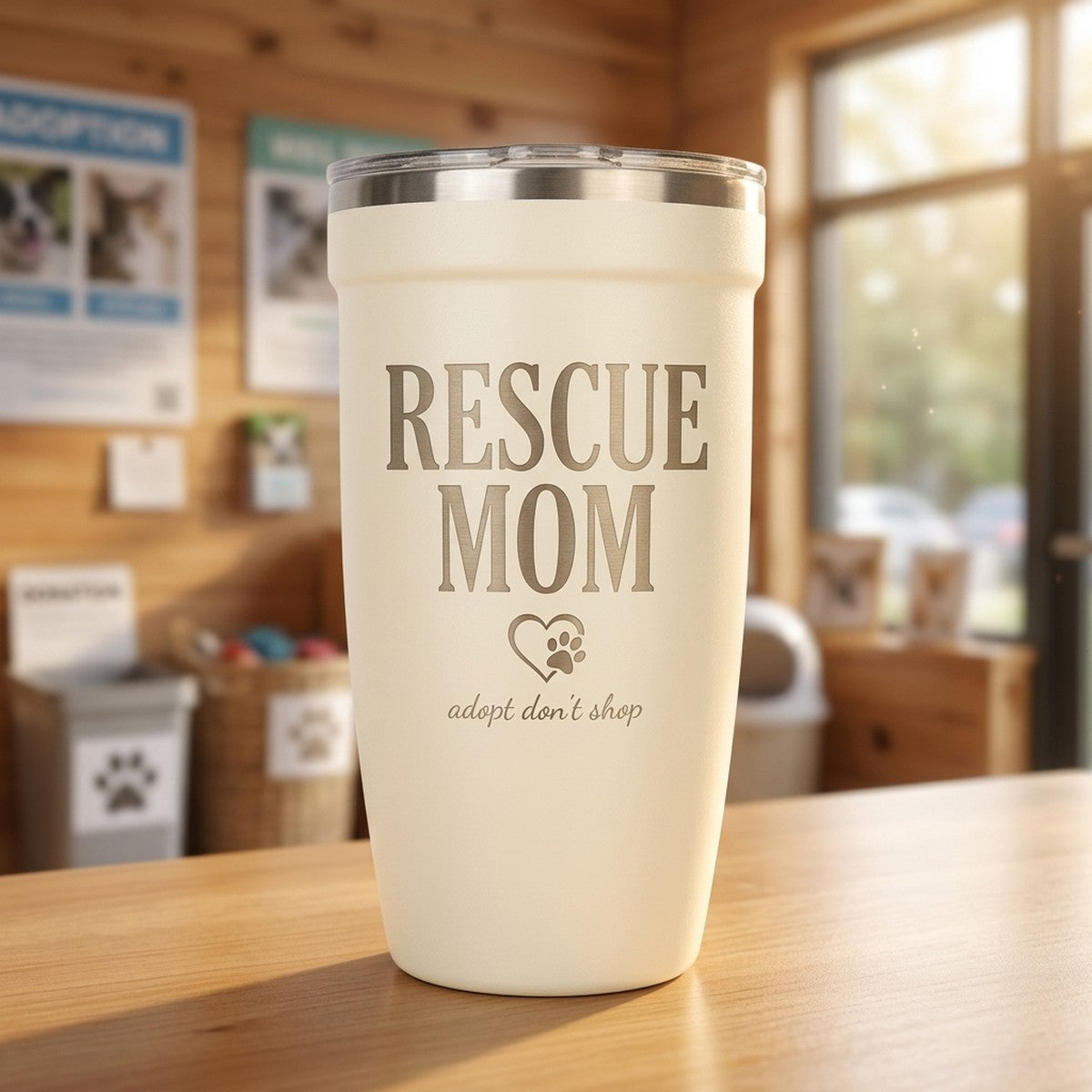 "Rescue Mom" Engraved Peyto 16oz Tumbler — Snow