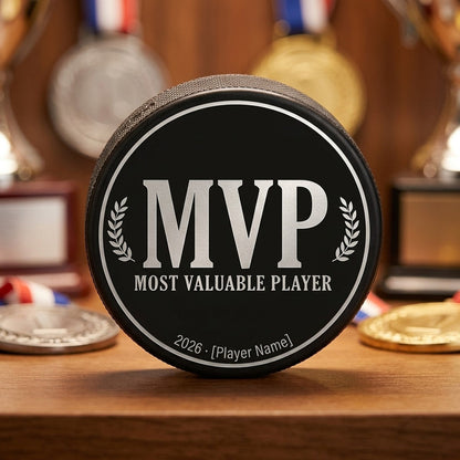 "MVP" Most Valuable Player Engraved Hockey Puck Award