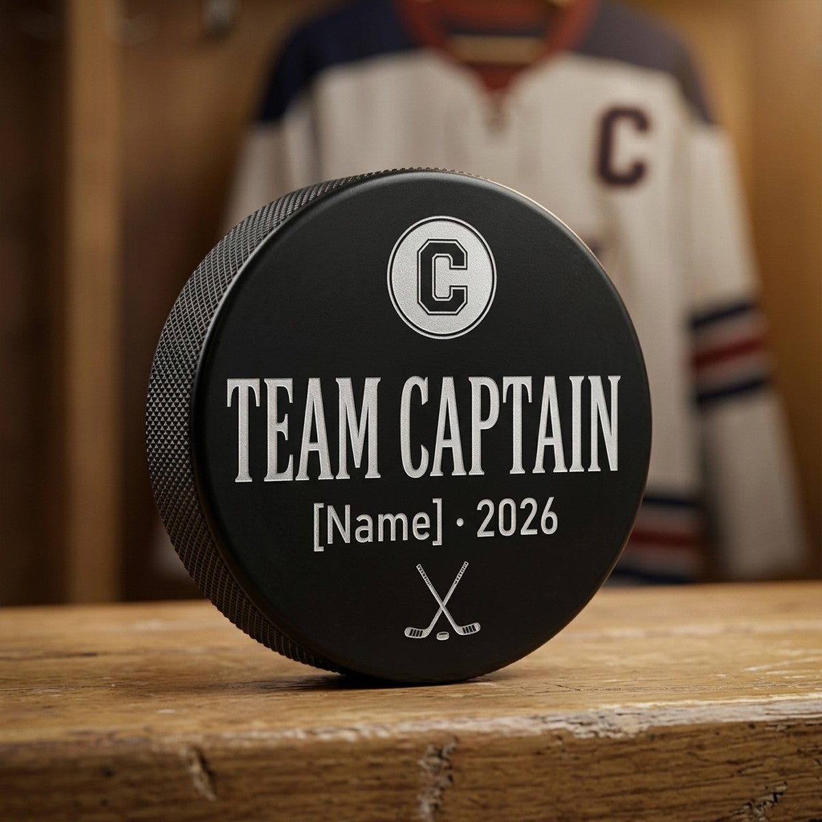 "Team Captain" Engraved Hockey Puck — Leadership Award